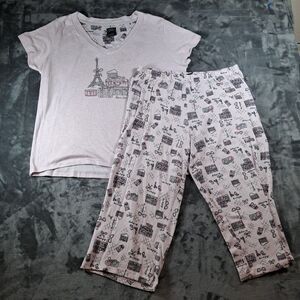 Laura Ashley Pajama Set Bon Voyage Knit XLarge Pink